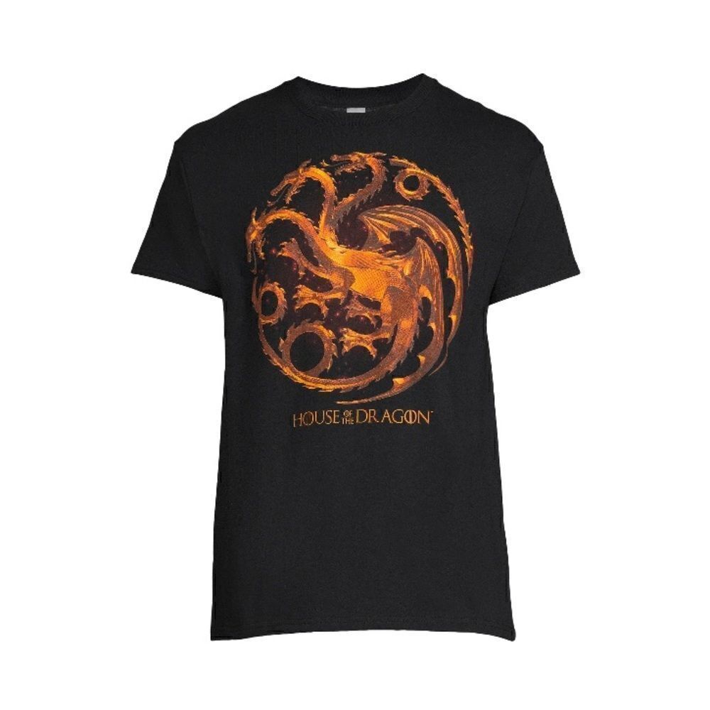 HBO Mens House Of Dragon Graphic Cotton T-Shirt With Short Sleeves Size L